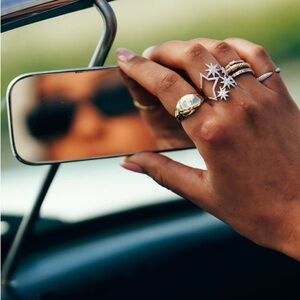 Stylish Silver and Gold Star Ring Set